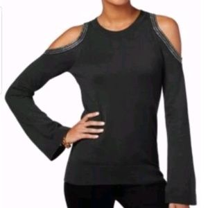 NEW MICHEAL KORS COTTON BELL SLEEVE COLD SHOULDER